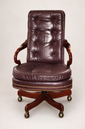 Hancock & Moore Burgundy Tufted Leather Executive Swivel Desk Chair