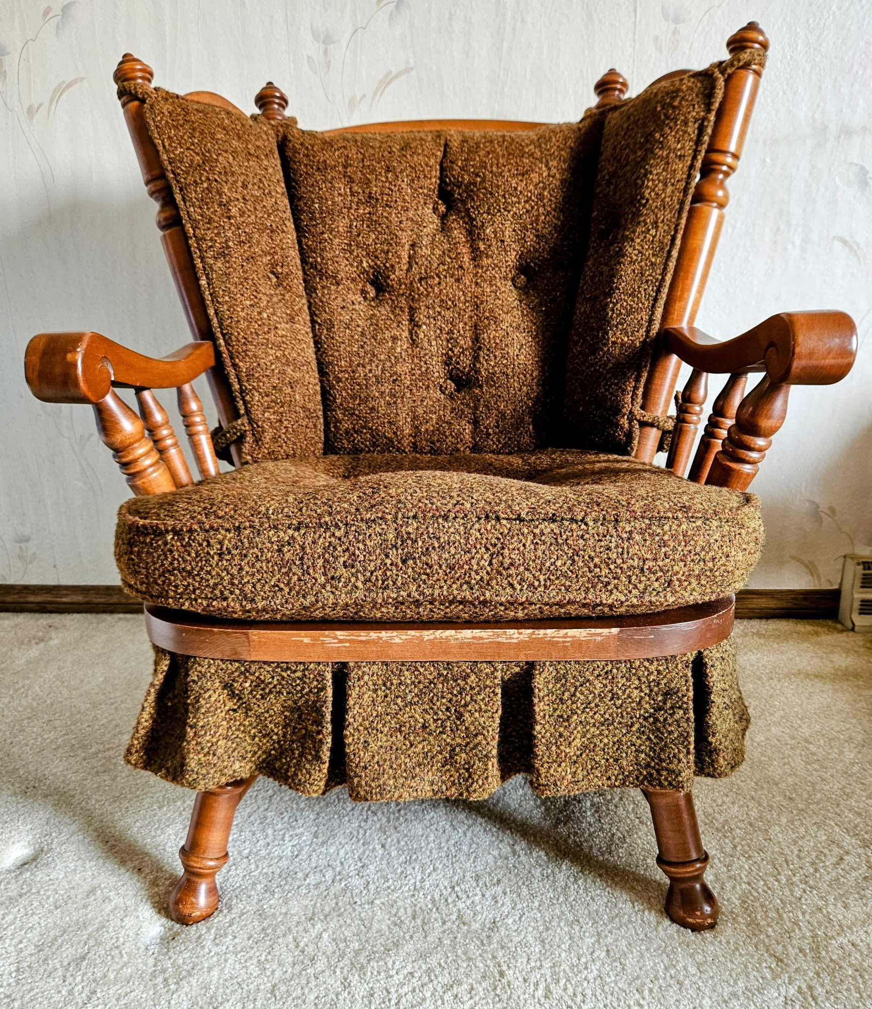 Mid Century Maple Wing Back Spring Rocking Chair By Tell City #20492 ...