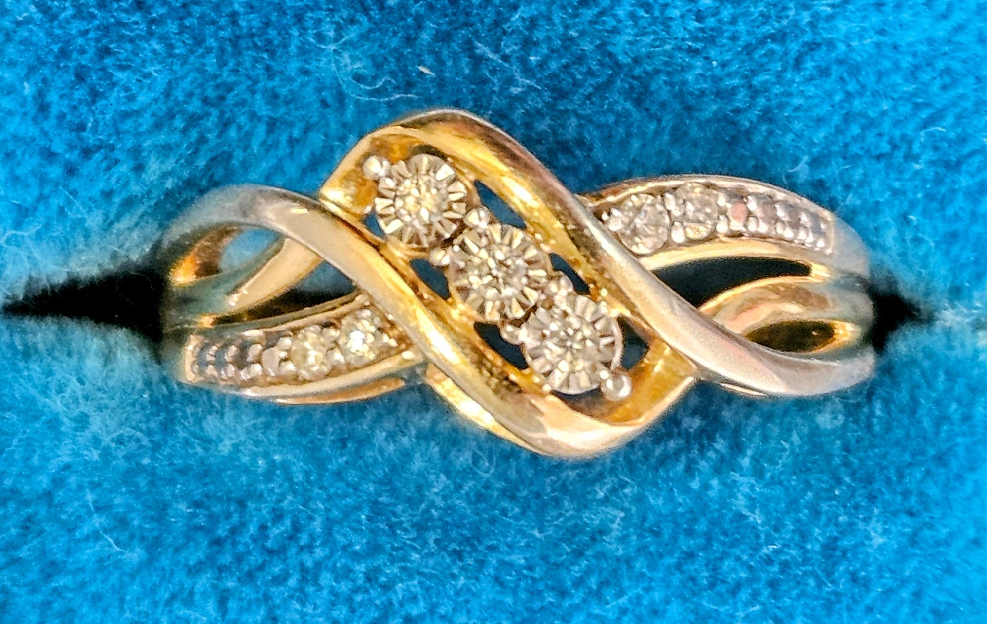 Cute Sterling Silver Diamond Ring Stamped UD LGD 925 Size (3g