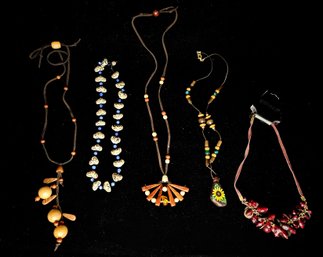 A Variety Of Costume Necklaces Incl. Wood, Glass And Stone
