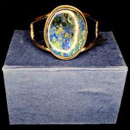 Beautiful Sterling Silver Cuff With Azurite Stone Setting