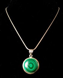 Vintage 925 Malachite Pendant And Chain