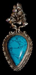 Fabulous Sterling Silver And Turquoise Pendant