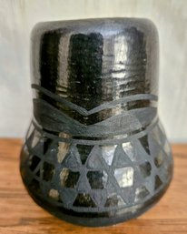 Signed Matte Black Vase By Josefina Martinez Santo Domingo Pueblo