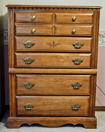 Broyhill Furniture Oak Country Colonial Style Chest Of Drawers