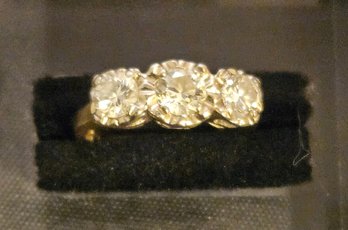 14k Yellow Gold .75k 3 Stone Diamond Ring 3.29g (tested) Size 4.75