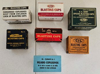 Vintage Empty Blasting Caps Boxes Including Dupont, Atlas ,Western And More