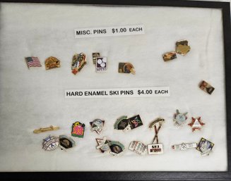 Misc. Pins With Hard Enamel Ski Pins In Frame