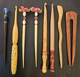 Hair Sticks With Wooden Handmade Crochet Hooks