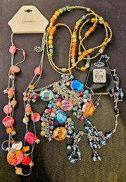 An Assortment Of Ladies Glass Bead Necklaces Incl. C.j. Banks And Lane Bryant