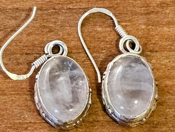 Cute White Agate 925 Dangle Earrings 6g