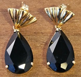 14k Black Onyx Dangle Earrings 4g