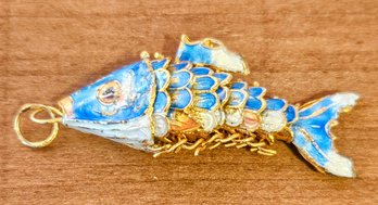 Blue Enamel Articulated Koi Fish Pendant