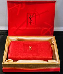 Yves Saint Laurent Monogram Zip Around Key Wallet In Original Box