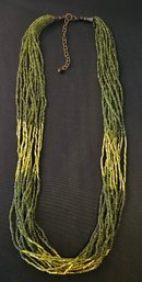 Lovely Green Multi Strand Glass Beaded Necklace
