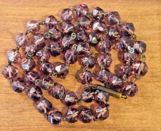 Vintage Purple Glass Bead Necklace