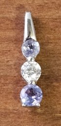 Small 10k Tanzanite And Cz Pendant