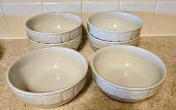 6 Antique White Berry Bowls