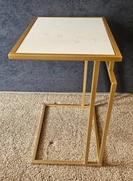 Brass And Tile Top Slide Under Sofa C Shaped Side Table