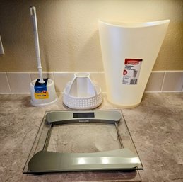 Vanity Caddy, Wastebasket And Taylor Scale