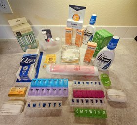 An Assortment Of Bathroom Supplies Inc. Weleda Body Butter, Hand Cream, Samples And More