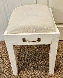 Small White Wooden Bench W Beige Padded Top