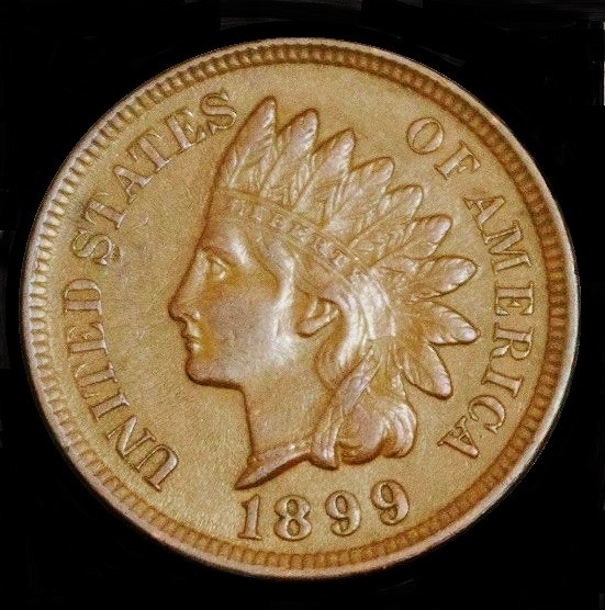 1899 Indian Cent AU Full Sharp Liberty / 4 Sharp DIAMONDS! SUPER Color ...