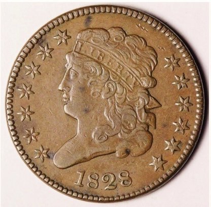 1828 Classic Head EARLY DATE Half Cent AU / HIGH GRADE! Full Liberty ...