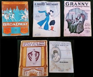 Lot Of 6 Vintage Sheet Music C1915 Good