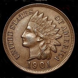 1901  Indian Cent XF PLUS  FULL LIBERTY &  4  DIAMONDS! SUPER! (67ret)