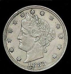 1883  Liberty 'V' Nickel AU  Super Nice Coin! WOW (pkc32)