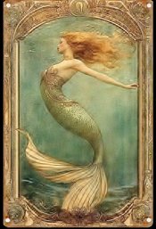 SWIMMING MERMAID Decorative Aluminum Metal Wall Plaque Sign SUPER NICE!