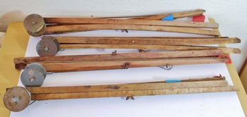 4 VINTAGE / ANTIQUE Wood Wooden ICE FISHING TIP UPS / TILTS They Work, Too!