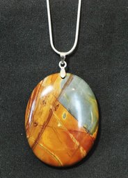 Natural Picasso Jasper Pendant Necklace /Sterling Silver Chain STONE OF CREATIVITY & Spiritual HEALING  NEW