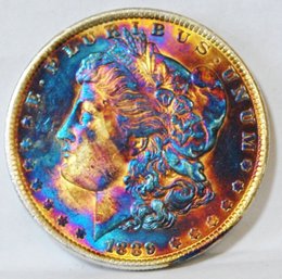 1889  Morgan Silver Dollar XF Plus RAINBOW TONING! Reverse Is BU! (2far5)