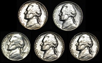 5   1955-D  Jefferson Nickels BU (2chp7)