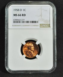 1958-D   NGC Graded MS66  Red  LINCOLN  CENT / Penny Super  Nice!  (yks37)