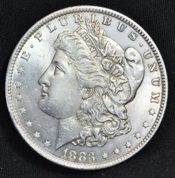 1883-O   Morgan Silver Dollar  AU Full Sharp Chest Feathering Super Nice!! (dmz44)