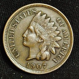 1907  Indian Head Cent XF PLUS  FULL LIBERTY / 4 Diamonds NICE   (akc27)