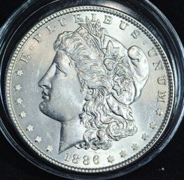 1886  Morgan Silver Dollar Ch AU / Uncirc  Full Sharp Chest Feathering WOW!! (2bhj2)