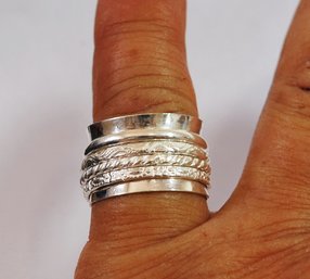 AMAZING! Hand-Crafted 925 Sterling Silver Wide Band Spinner Ring Size 9 (US) SUPER NICE!!