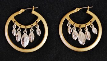 Beautiful Brushed Gold Tone Hoop Earrings NEW