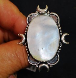 Beautiful Hand-Crafted Cabachon Ring  German Silver Setting  Size 8 (US Sizing)  Healing Stone