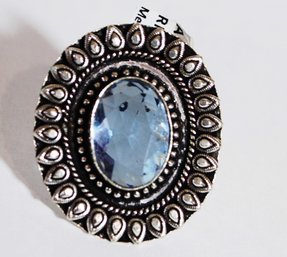 Beautiful Amethyst Cabachon Ring German Silver Setting Size 8  Healing Stone Spiritual