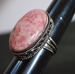 Natural Rhodochrosite Hand-Crafted Silver-Plated Ring SIZE 9.5  Spiritual HEALING STONE NEW