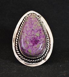 Natural Purple Charoite Sterling Silver-Plated Ring Sz 9  Spiritual HEALING STONE OF POSITIVITY
