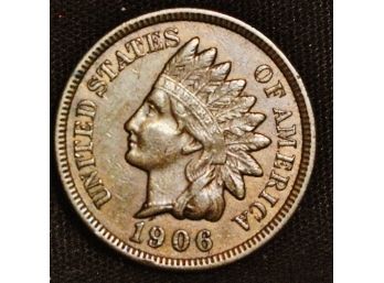 1906  Indian Cent XF FULL LIBERTY & DIAMONDS  (xat32)