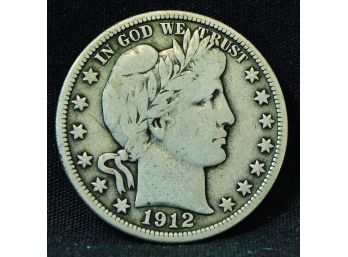 1912  Barber Half Dollar  FINE  Visible Liberty Nice! FULL MOTTO! (djt24)