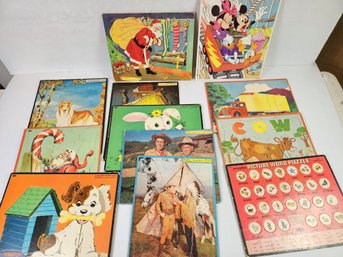 Vintage Children's Puzzles Mostly Whitman And Built- Right, Missing A Few Pieces