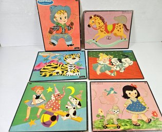 Vintage Children's Puzzles-  All Whitman, Fuzzy Texture, Two Pieces Missing